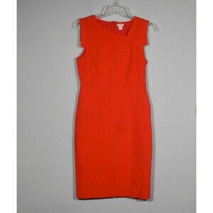 J.Crew G2223 Red Lined Oragami Sheath Dress - Cap Sleeve - Assymetrical  Size 8